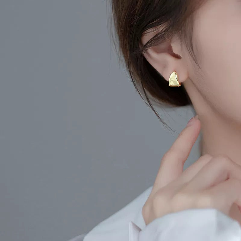 Anyco Fashion Earrings Gold 925 Sterling Silver Minimalist Punk Plated 18k Glossy Huggies for Women Men Jewelry-Earrings-PEROZ Accessories