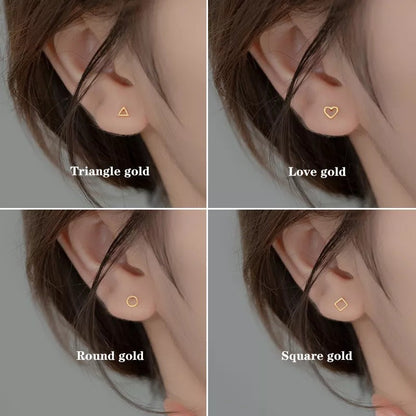 Anyco Fashion Earrings Round Gold 925 Sterling Silver Minimalist Round Stud for Women Cute Teen Jewelry-Earrings-PEROZ Accessories
