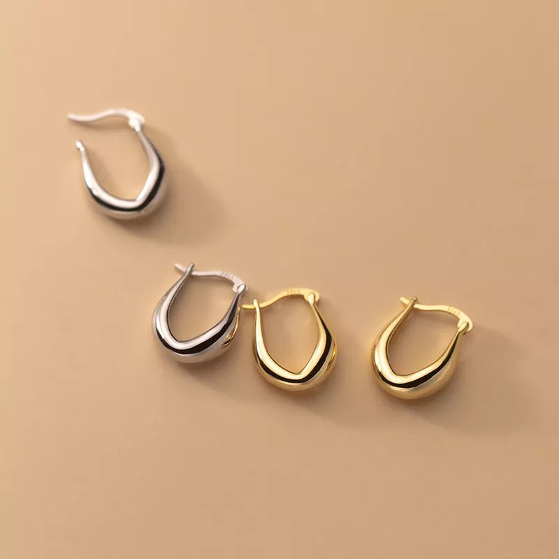 Anyco Fashion Earrings 925 Sterling Gold Statement French Simple Rock for Women Unique Charm Gothic Hip Hop Piercing Jewelry-Earrings-PEROZ Accessories