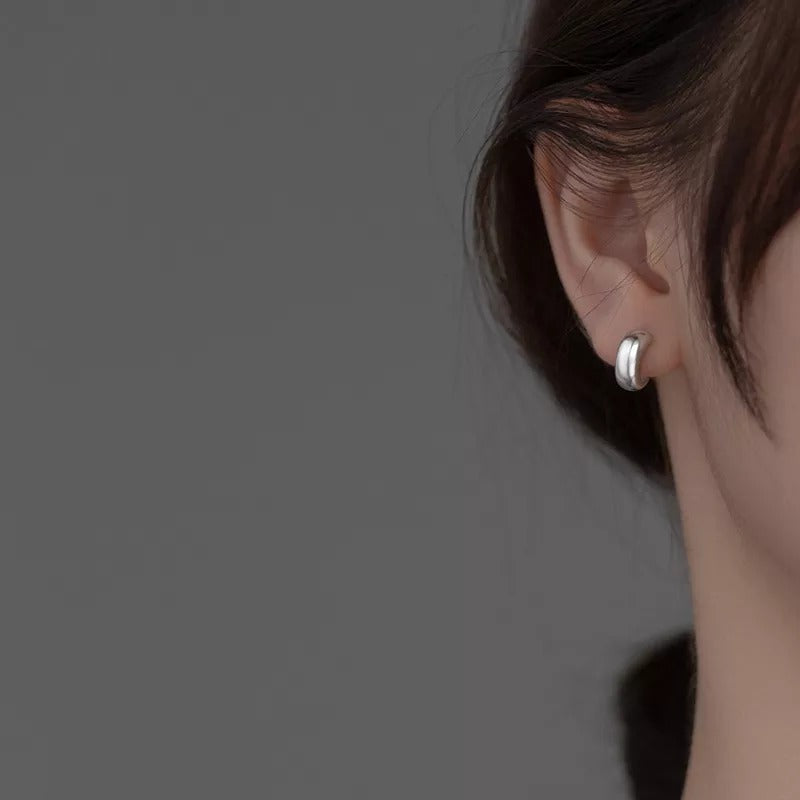 Anyco Fashion Earrings Silver 925 Sterling Minimalist Glossy Statement Stud for Women Trend Mens Party Jewelry Accessories-Earrings-PEROZ Accessories