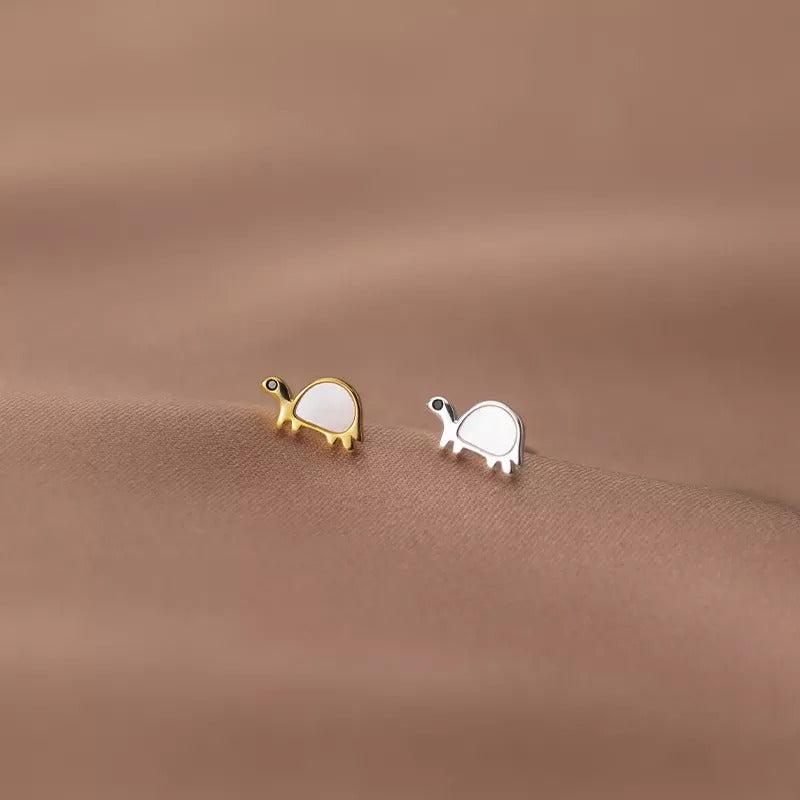 Anyco Fashion Earrings Gold 925 Sterling Cute Zootopia Shell Turtle Small Stud for Women Chic Jewelry Kid Gift-Earrings-PEROZ Accessories