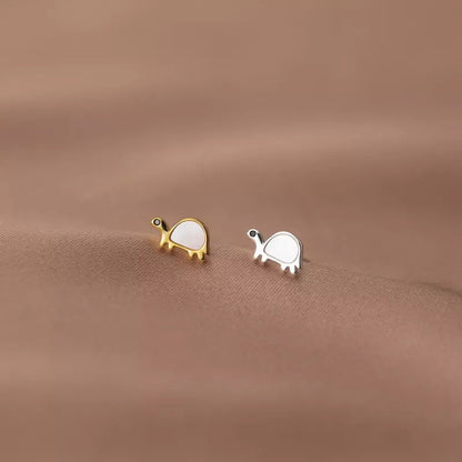Anyco Fashion Earrings Gold 925 Sterling Cute Zootopia Shell Turtle Small Stud for Women Chic Jewelry Kid Gift-Earrings-PEROZ Accessories
