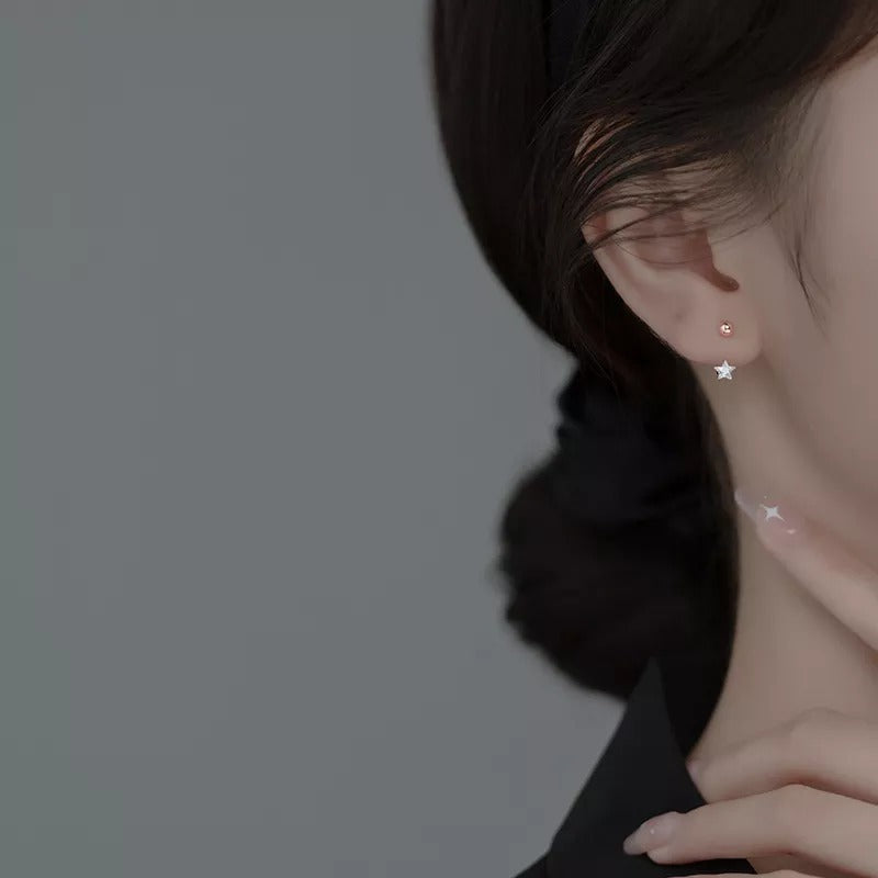 Anyco Fashion Earrings Gold Star Zircon 925 Sterling Silver Romantic Unique Bead Stud for Women Piercing Jewelry-Earrings-PEROZ Accessories