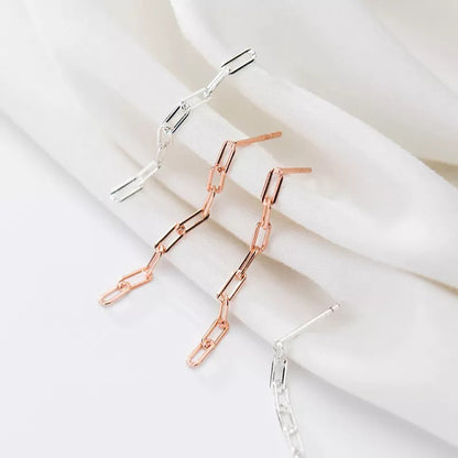 Anyco Fashion Earrings Sterling Silver Cuban Link Chain Dangle Long Stud for Women Gothic Bohemian Jewelry Accessories-Earrings-PEROZ Accessories