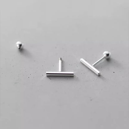 Anyco Fashion Earrings Real Sterling Silver Minimalist Geometric Strip Bear Stud for Women Office Daily Jewelry Accessories-Earrings-PEROZ Accessories