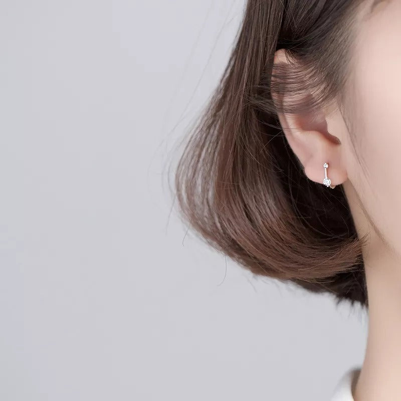 Anyco Fashion Earrings Sterling Silver Minimalism Geometric Strips Zircon Mini Small Stud for Women Teen Unisex Jewelry Gifts-Earrings-PEROZ Accessories