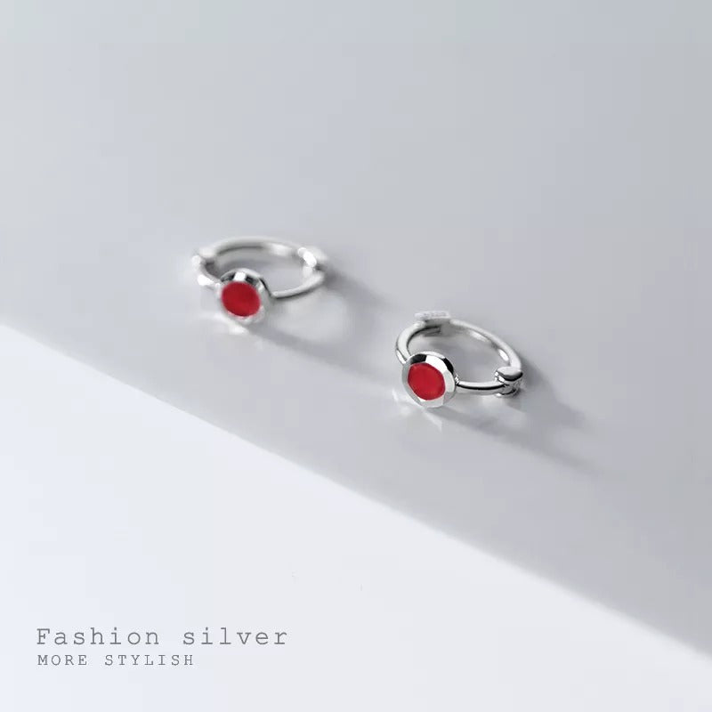 Anyco Fashion Earrings Minimalist Red Zircon Sweet Mini Stud Earrings for Women Real Sterling Silver Teen Girl Party Jewelry-Earrings-PEROZ Accessories