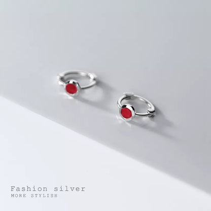 Anyco Fashion Earrings Minimalist Red Zircon Sweet Mini Stud Earrings for Women Real Sterling Silver Teen Girl Party Jewelry-Earrings-PEROZ Accessories