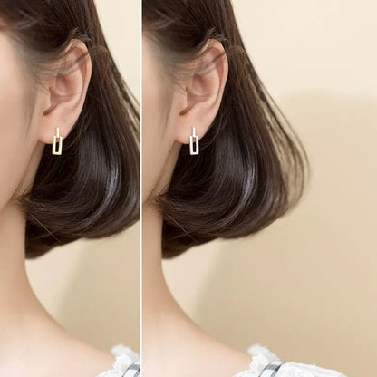Anyco Fashion Earrings Gold Trendy Geometric Square Stud Chic Elegant Party Jewelry Accessories for Women-Earrings-PEROZ Accessories