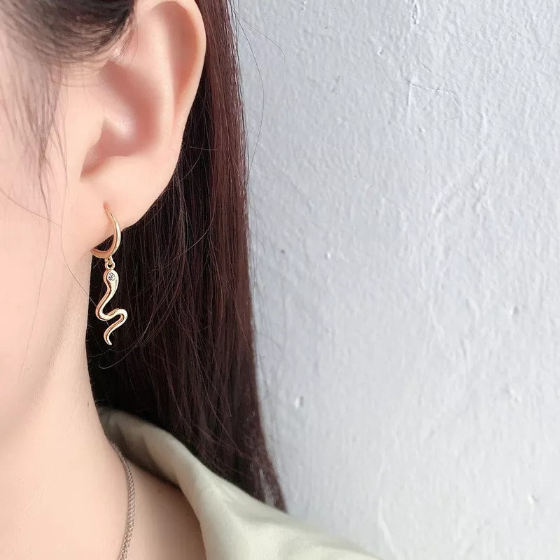 Anyco Earrings Gold Plated Bohemian Animal Hanging Snake For Women Teen Girl Fine Fashion Stylish Accessories Jewelry Gifts-Earrings-PEROZ Accessories