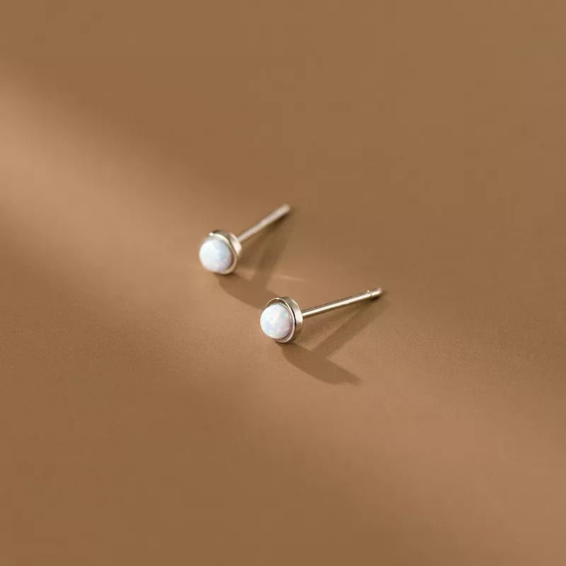 Anyco Fashion Earrings Sterling Silver Cute Opal Zircon Chic Mini Small Stud Women Simple Ear Bone Piercing Jewelry-Earrings-PEROZ Accessories