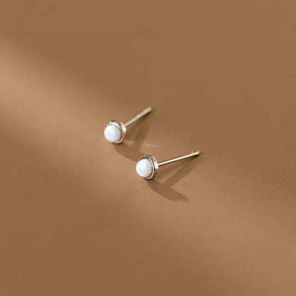 Anyco Fashion Earrings Sterling Silver Cute Opal Zircon Chic Mini Small Stud Women Simple Ear Bone Piercing Jewelry-Earrings-PEROZ Accessories