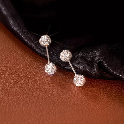 Anyco Fashion Earrings 5MM 925 Sterling Silver Luxury Sparkling Zircon Ball Stud for Women Minimalist Bead Piercing Jewelry Accessories-Earrings-PEROZ Accessories
