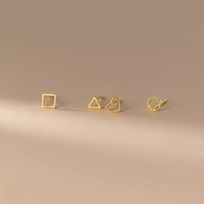 Anyco Fashion Earrings Square Gold 925 Sterling Silver Minimalist Stud for Women Cute Teen Jewelry-Earrings-PEROZ Accessories