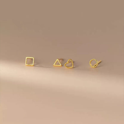 Anyco Fashion Earrings Square Gold 925 Sterling Silver Minimalist Stud for Women Cute Teen Jewelry-Earrings-PEROZ Accessories