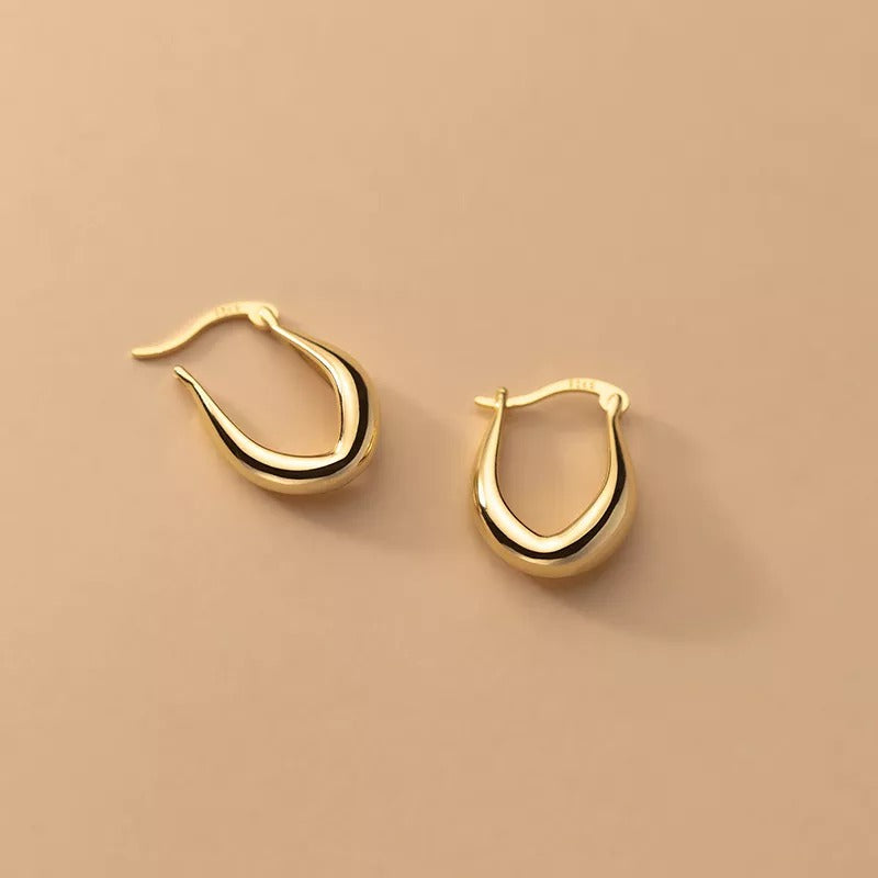 Anyco Fashion Earrings 925 Sterling Gold Statement French Simple Rock for Women Unique Charm Gothic Hip Hop Piercing Jewelry-Earrings-PEROZ Accessories