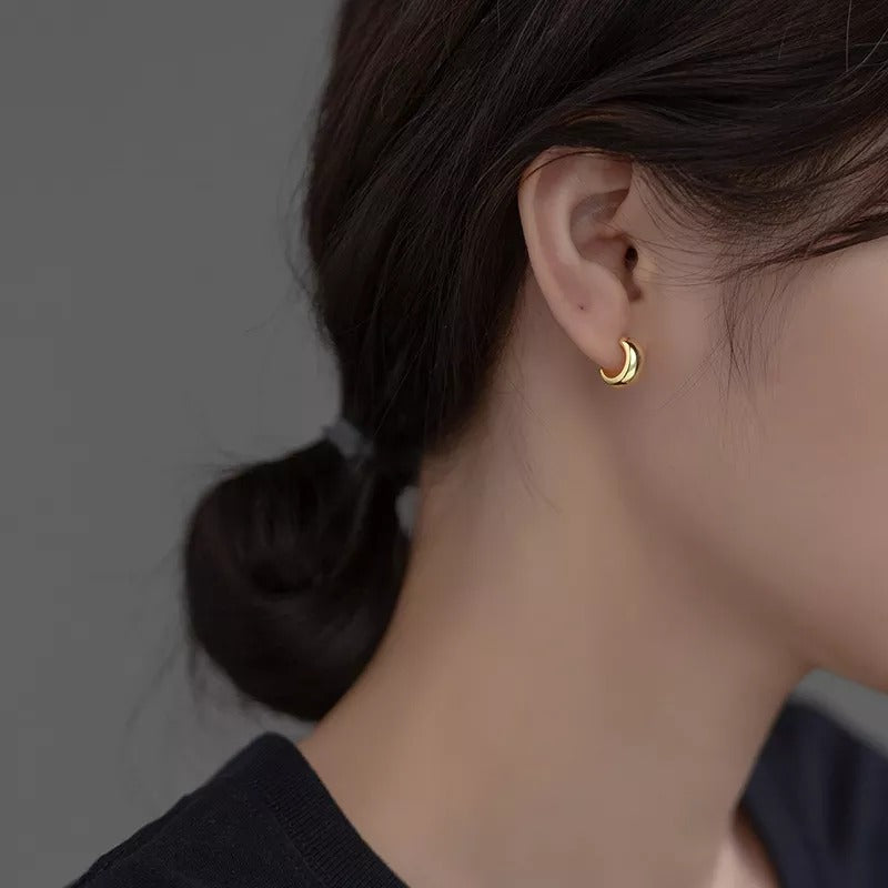 Anyco Fashion Earrings Gold 925 Sterling Silver Minimalist Glossy Statement Stud for Women Trend Mens Party Jewelry Accessories-Earrings-PEROZ Accessories