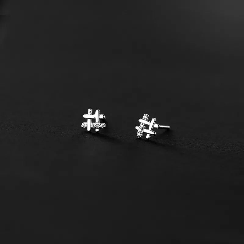 Anyco Fashion Earrings Gold 925 Sterling Silver Personality Geometric Pave Zircon Simple Small Stud for Women Jewelry-Earrings-PEROZ Accessories