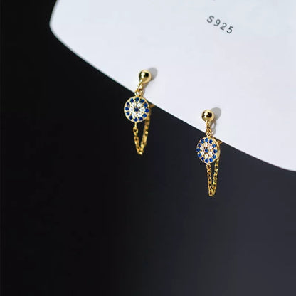 Anyco Fashion Earrings Silver 925 Sterling Hip Hop Chain Zircon Pendant Stud Women Bohemian Jewelry-Earrings-PEROZ Accessories