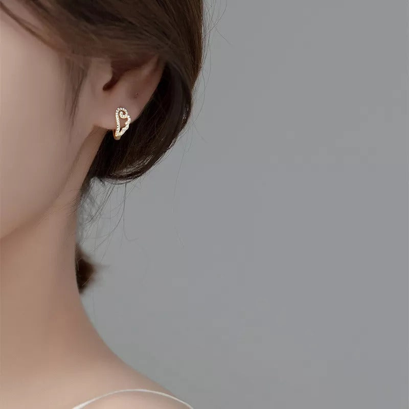 Anyco Fashion Earrings Gold 925 Sterling Silver Romantic Unique Angel Wings Shiny Zircon Ear Buckle for Women Jewelry-Earrings-PEROZ Accessories