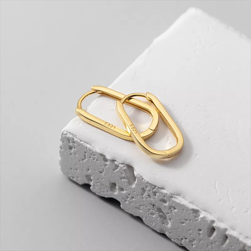 Anyco Fashion Earrings Silver 925 Sterling Simple Oval Glossy Huggies Ear Buckle for Women Bohemian piercing Jewelry-Earrings-PEROZ Accessories