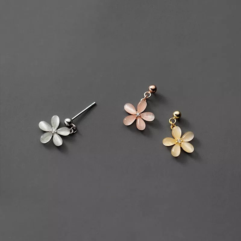 Anyco Fashion Earrings Siver 925 Sterling Sweet Opal Zircon Flower Pendant for Women Jewelry-Earrings-PEROZ Accessories