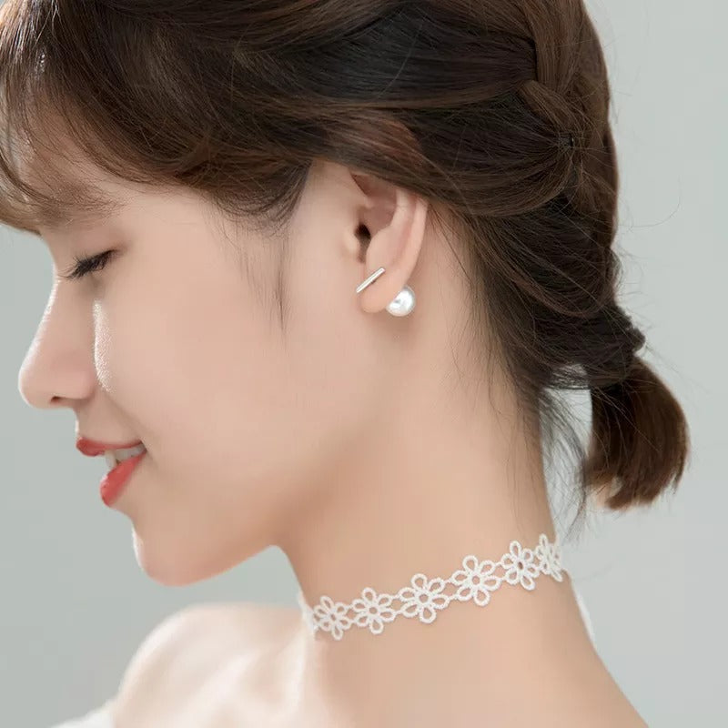 Anyco Fashion Earrings GenuineSterling Silver Round Baroque Pearl Stick Stud Earrings for Women Chic Elegant Party Wedding Jewelry Gift-Earrings-PEROZ Accessories