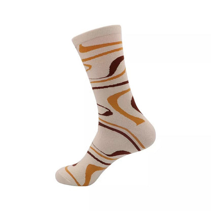 Anysox Red Mustard Size 5-11 Fashion Socks With Pizza Design Happy Harajuku Skate Cotton Comfortable To Wear Perfect For Christmas Gift-Socks-PEROZ Accessories
