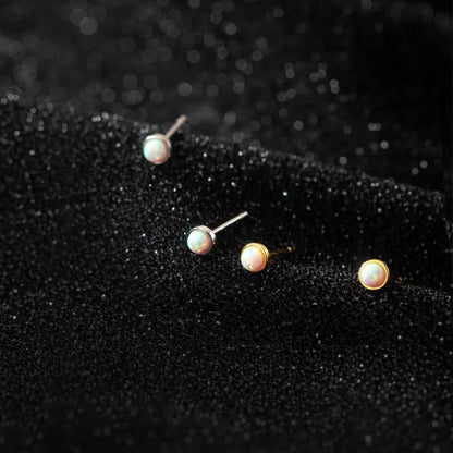 Anyco Fashion Earrings Sterling Silver Cute Opal Zircon Chic Mini Small Stud Women Simple Ear Bone Piercing Jewelry-Earrings-PEROZ Accessories