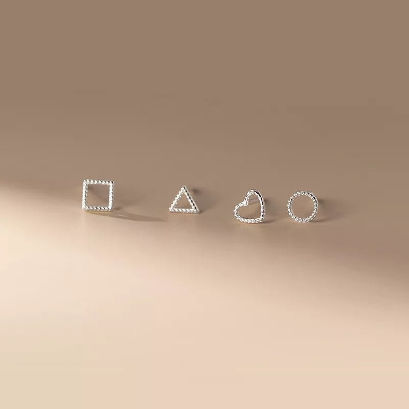 Anyco Fashion Earrings Square Silver 925 Sterling Silver Minimalist Stud for Women Cute Teen Jewelry-Earrings-PEROZ Accessories
