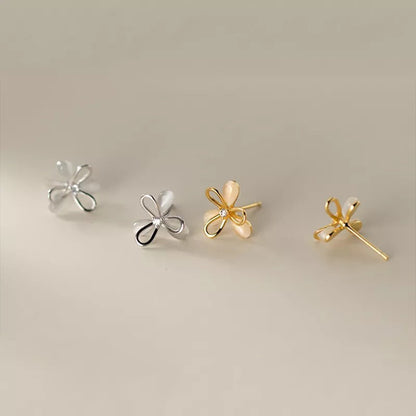 Anyco Fashion Earrings Gold 925 Sterling Silver Cute Romantic Clover Synthetic Opal Stud for Women Jewelry Gift-Earrings-PEROZ Accessories