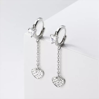 Anyco Fashion Earrings Gold 925 Sterling Silver Romantic Tassel Love Heart Charms Drop for Women Huggies Jewelry-Earrings-PEROZ Accessories
