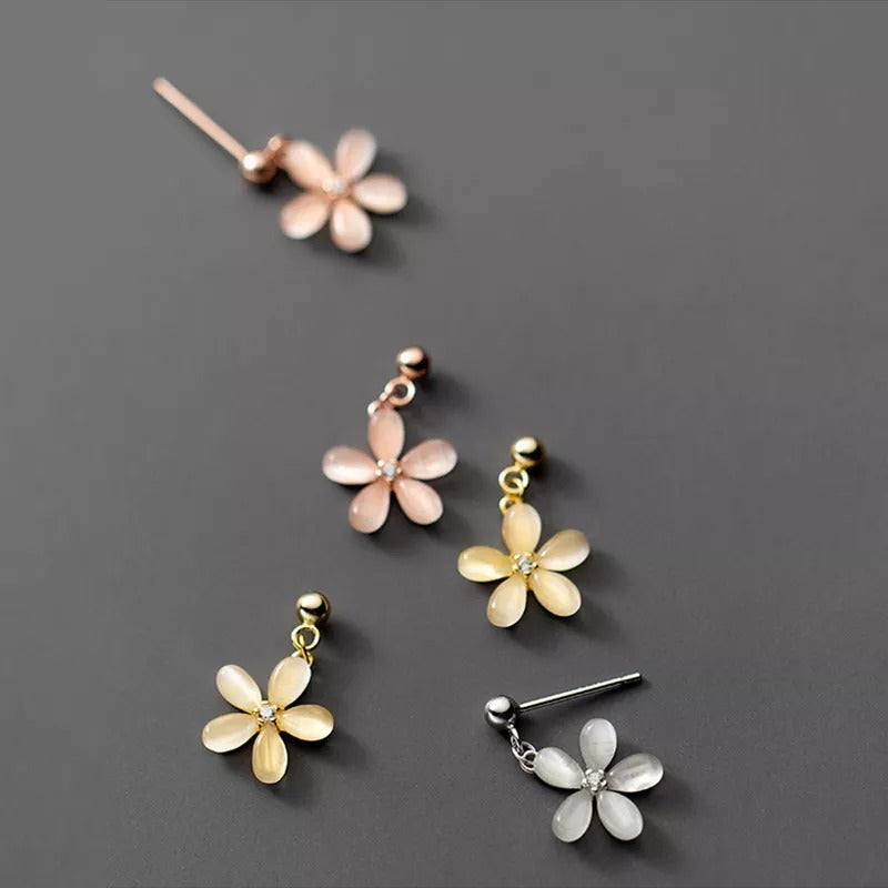 Anyco Fashion Earrings Siver 925 Sterling Sweet Opal Zircon Flower Pendant for Women Jewelry-Earrings-PEROZ Accessories