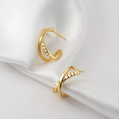 Anyco Fashion Earrings Silver 925 Sterling Cross Shiny Zircon Stud for Women Punk Elegant Unique Golden Jewelry Female-Earrings-PEROZ Accessories