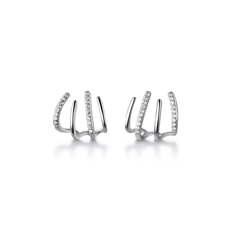 Anyco Fashion Earrings Sterling Silver Luxury Creative Pave Zircon Claw Stud Party Jewelry Gift for Women-Earrings-PEROZ Accessories