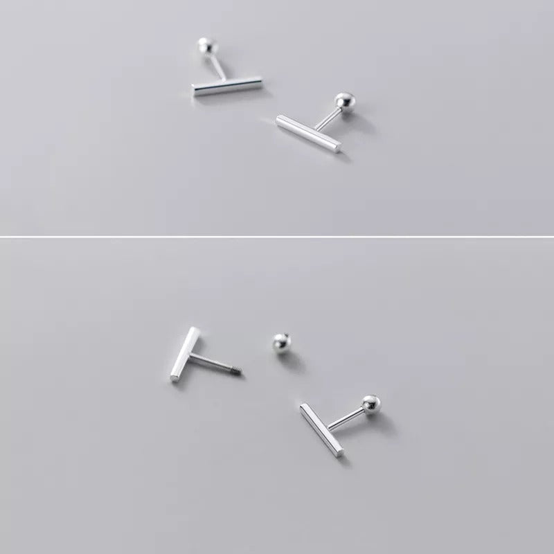 Anyco Fashion Earrings Real Sterling Silver Minimalist Geometric Strip Bear Stud for Women Office Daily Jewelry Accessories-Earrings-PEROZ Accessories