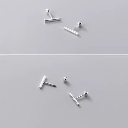 Anyco Fashion Earrings Real Sterling Silver Minimalist Geometric Strip Bear Stud for Women Office Daily Jewelry Accessories-Earrings-PEROZ Accessories