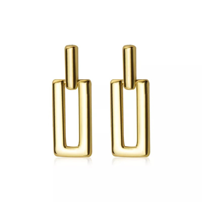 Anyco Fashion Earrings Gold Trendy Geometric Square Stud Chic Elegant Party Jewelry Accessories for Women-Earrings-PEROZ Accessories