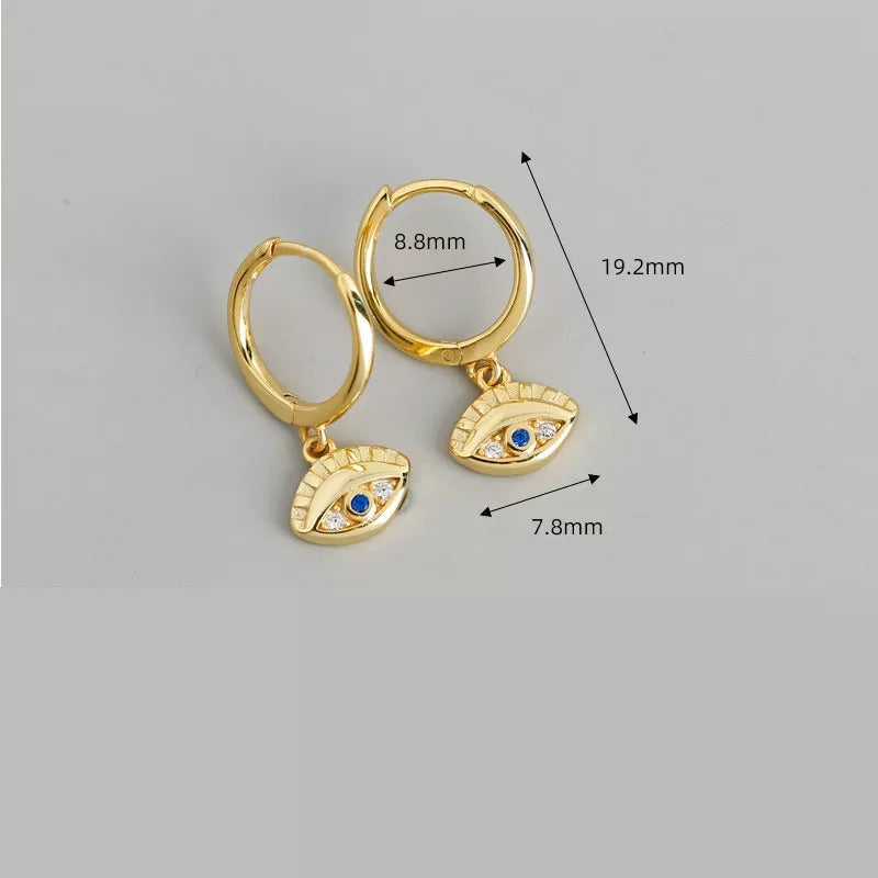 Anyco Earrings Sterling Silver Blue Zircon Creative Eye Stud For Women Teen Girl Fine Perfect Fashion Stylish Accessories Jewelry Gifts-Earrings-PEROZ Accessories