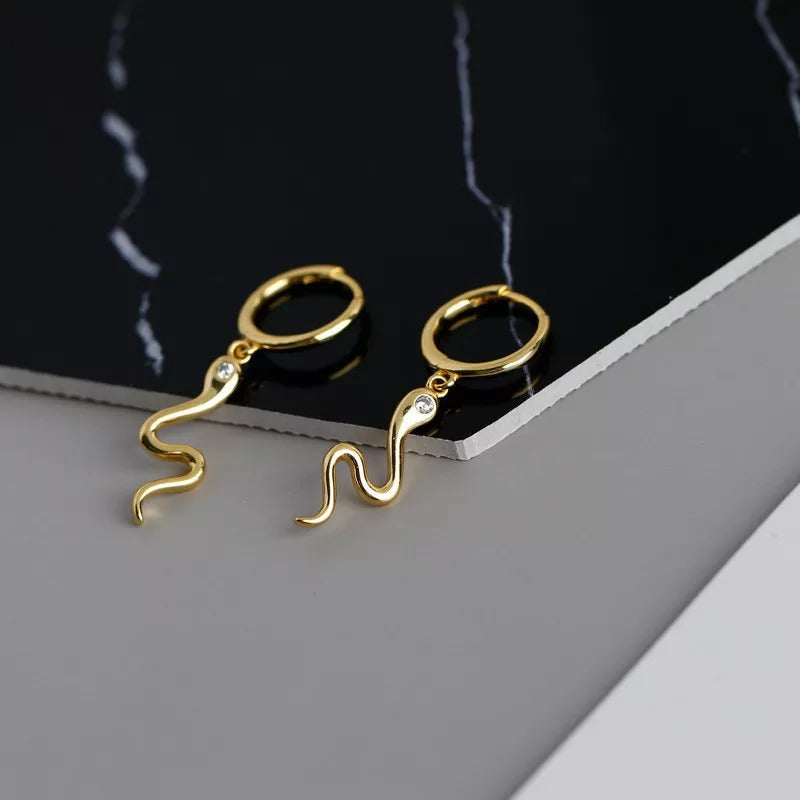 Anyco Earrings Gold Plated Bohemian Animal Hanging Snake For Women Teen Girl Fine Fashion Stylish Accessories Jewelry Gifts-Earrings-PEROZ Accessories