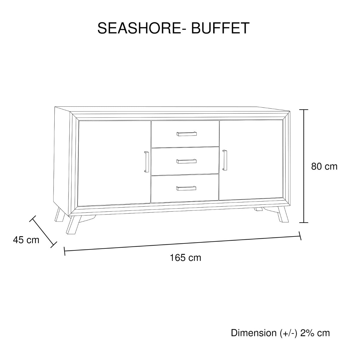 Buffet Sideboard in Silver Brush Colour with Solid Acacia &amp; Veneer Wooden Frame Storage Cabinet with Drawers-Furniture &gt; Living Room-PEROZ Accessories