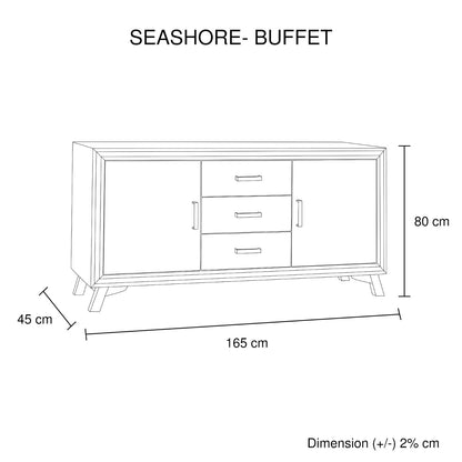 Buffet Sideboard in Silver Brush Colour with Solid Acacia &amp; Veneer Wooden Frame Storage Cabinet with Drawers-Furniture &gt; Living Room-PEROZ Accessories