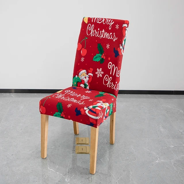 Anyhouz Chair Cover Red Big Cheery Santa Design with Anti-Dirt and Elastic Material for Dining Room Kitchen Wedding Hotel Banquet Restaurant-Chair Cover-PEROZ Accessories