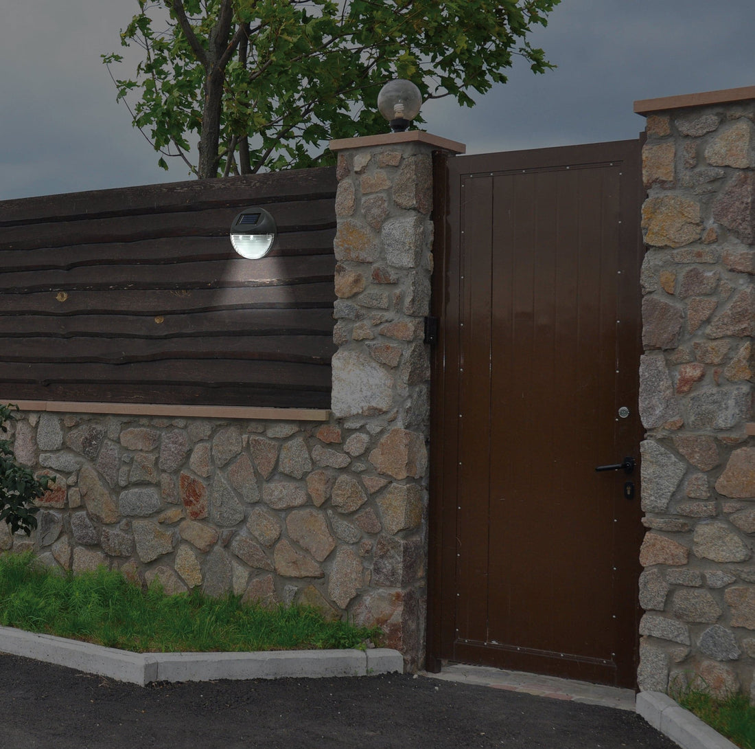 2 X Fence Lights Round Solar Powered LED Waterproof Outdoor Garden Wall Pathway-Outdoor Lights-PEROZ Accessories