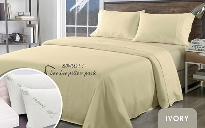 Royal Comfort Bamboo Blend Sheet Set 1000TC and Bamboo Pillows 2 Pack Ultra Soft-Bed Linen-PEROZ Accessories