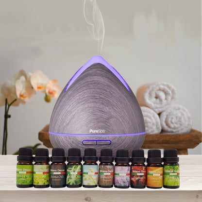 Purespa Diffuser Set With 10 Pack Diffuser Oils Humidifier Aromatherapy-Home Fragrances-PEROZ Accessories