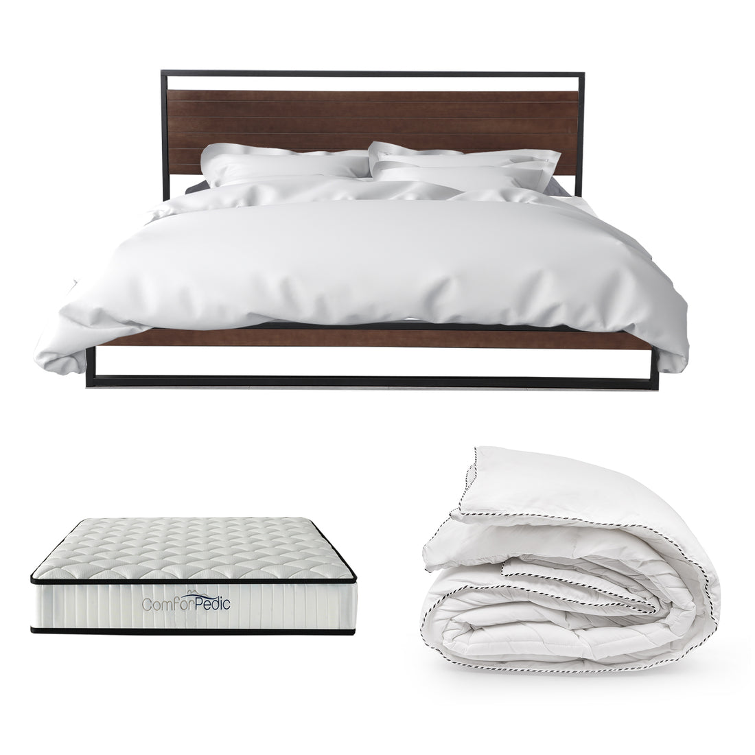 Azure Bed Frame + Comforpedic Mattress + 250GSM Bamboo Quilt Package Deal Set-Mattresses &amp; Futons-PEROZ Accessories