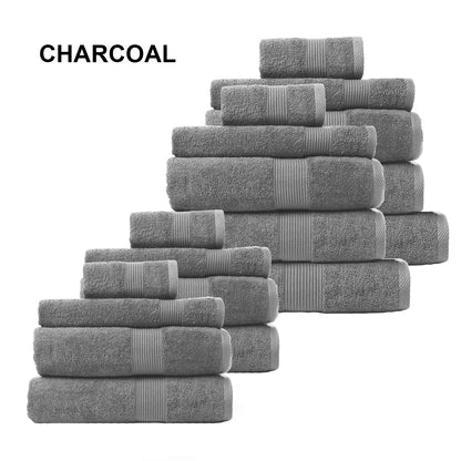 Royal Comfort Cotton Bamboo Towel Bundle Set 450GSM Luxurious Absorbent - 18 pcs-Towels-PEROZ Accessories