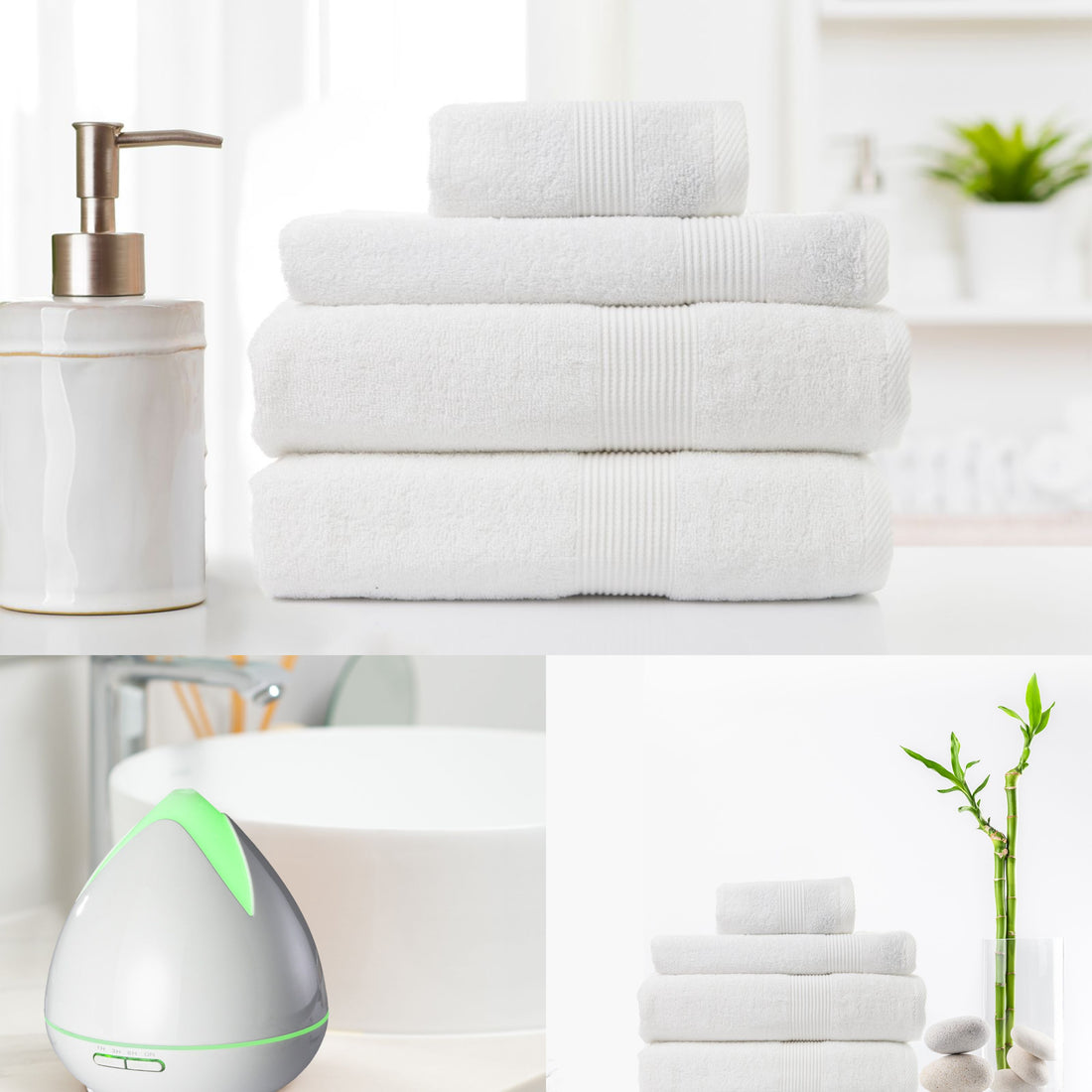 PureSpa Diffuser Humidifier And 4 Pack Bamboo Towel Set Bundle-Towels-PEROZ Accessories