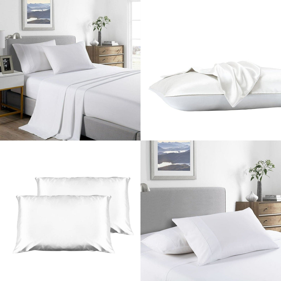 2000 Thread Count 4 Piece Sheet Set And Bonus Twin Pack Satin Pillowcases-Bed Linen-PEROZ Accessories